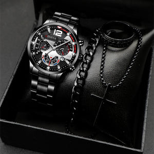 Classic Men's Calendar Quartz Watch with Steel Band