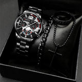 Classic Men's Calendar Quartz Watch with Steel Band