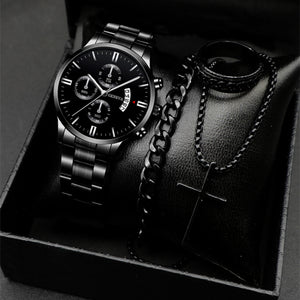 Classic Men's Calendar Quartz Watch with Steel Band