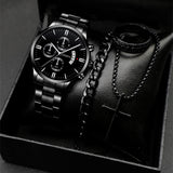 Classic Men's Calendar Quartz Watch with Steel Band
