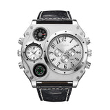 Men's Square Dial Quartz Watch with Imitation Leather Strap