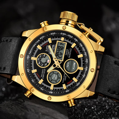 Multifunctional genuine leather watch