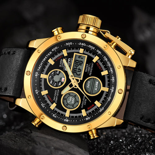 Multifunctional genuine leather watch