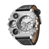 Men's Square Dial Quartz Watch with Imitation Leather Strap