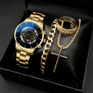 Classic Men's Calendar Quartz Watch with Steel Band