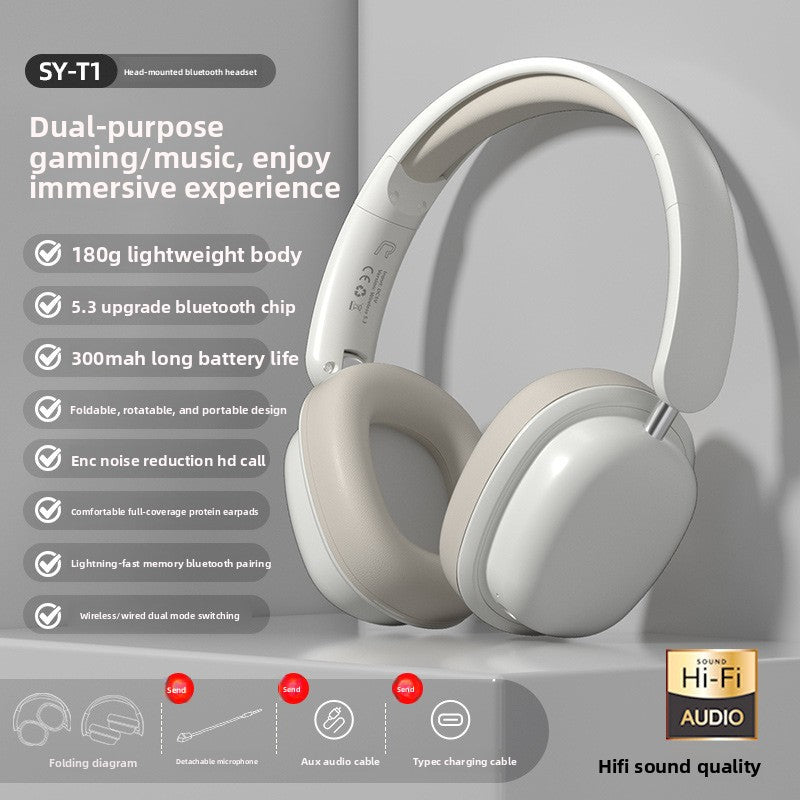 Wireless Bluetooth Headset with Microphone, Noise Cancelling, Foldable