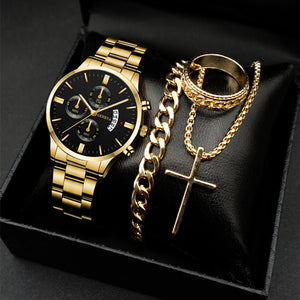 Classic Men's Calendar Quartz Watch with Steel Band