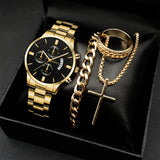 Classic Men's Calendar Quartz Watch with Steel Band