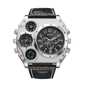 Men's Square Dial Quartz Watch with Imitation Leather Strap