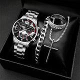 Classic Men's Calendar Quartz Watch with Steel Band